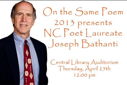 NC Poet Laureate to be Featured Poet at On the Same Poem