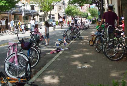 Bike Downtown Without Traffic During Cycling Sunday
