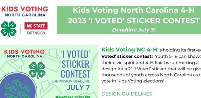 4-H Kids Voting Sticker Design Contest