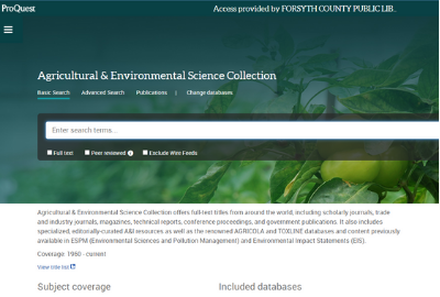 Agriculture and Environmental Science Database
